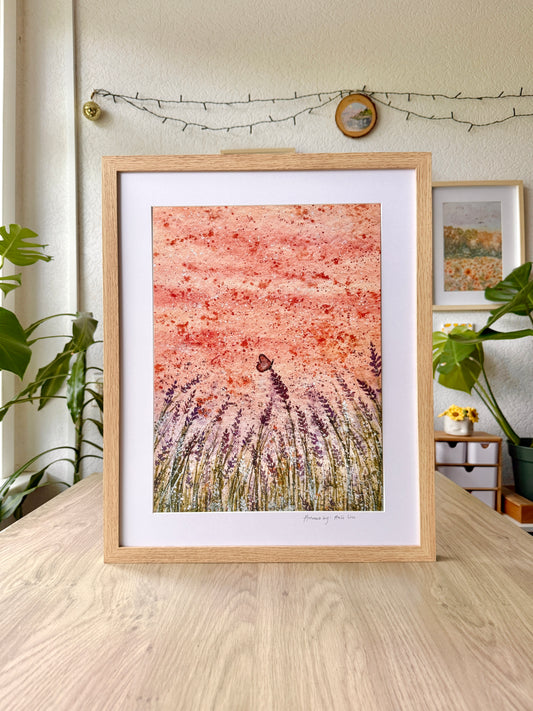 Calming lavender fields - A3 Framed Artwork